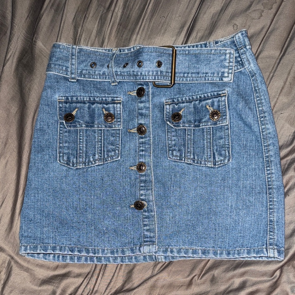 Vintage Route 66 Jean Skirt with Buttons!!